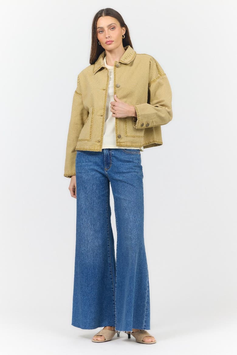 Sable Chore Embroidery Trim Jacket, Alternate, color, Khaki
