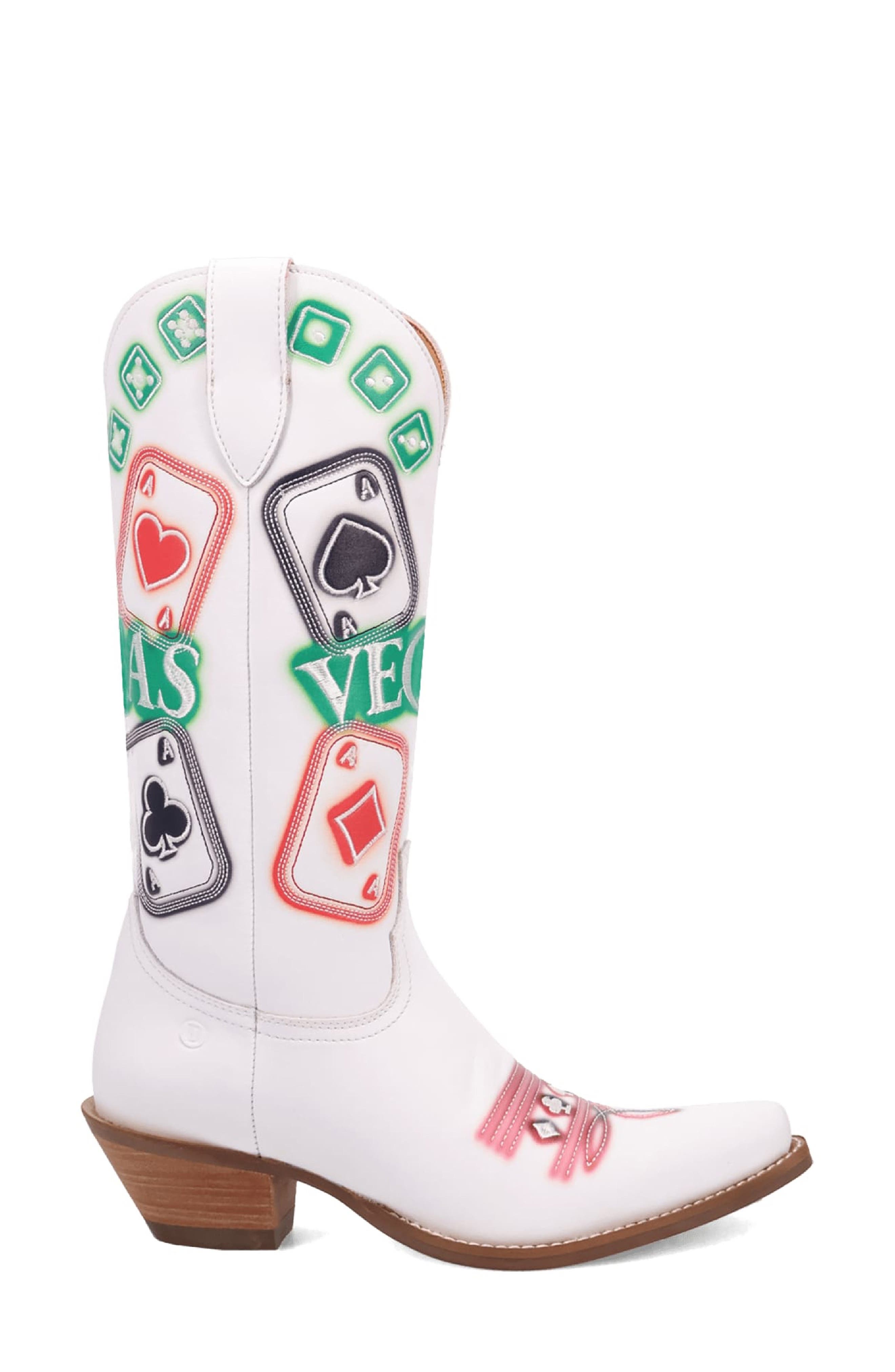 Dingo Vegas Embroidered Western Boot, Alternate, color, White