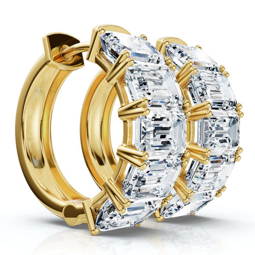 Bliss Diamond 6ct Emerald Cut Diamond Hoops 14k Gold Lab Grown Earrings In Yellow Gold