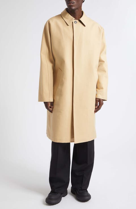 Cotton Double Face Car Coat with Leather Trim