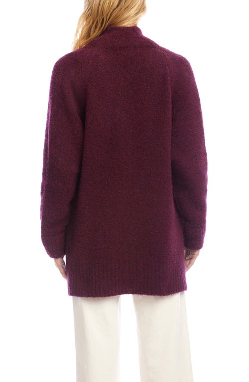 Karen Kane Bouclé Open Front Cardigan In Burgundy