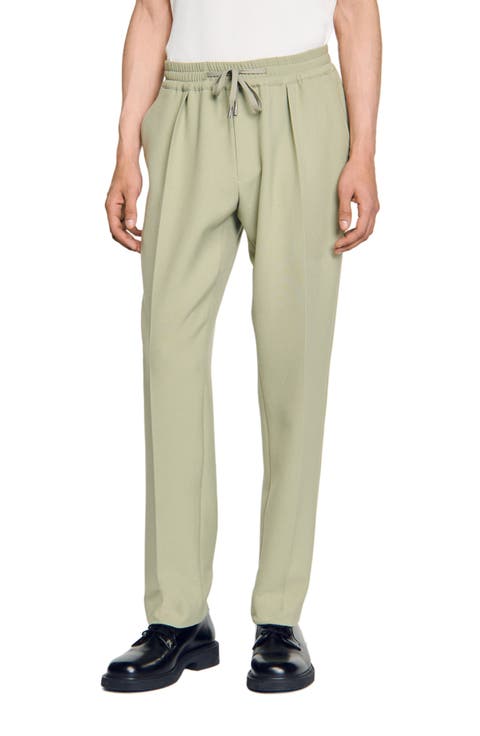 Elasticated straight-leg trousers
