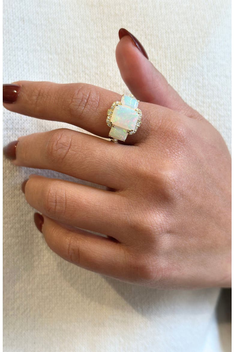 Gossip 18k Gold Opal & Diamond 3-Stone Ring, Alternate, color, 18K YELLOW GOLD/ OPAL