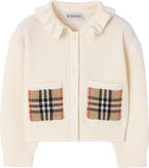 Burberry Girls' Check Pocket Cotton Wool Cardigan