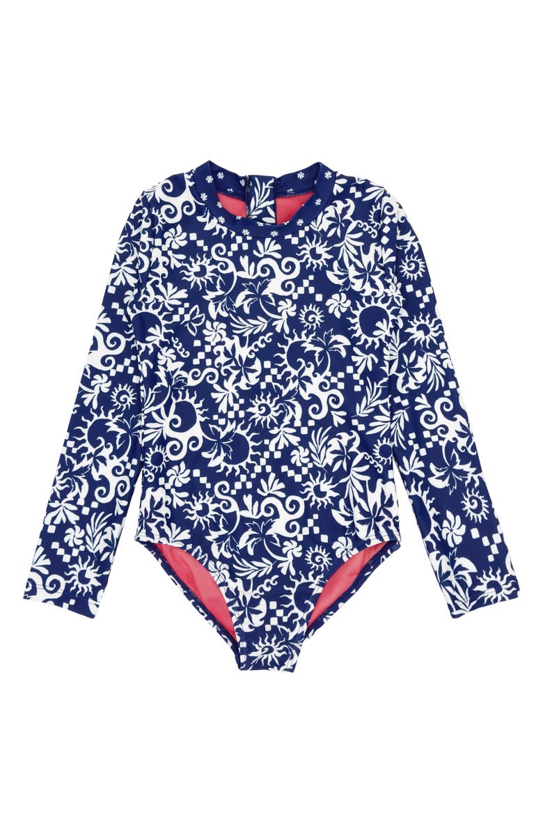 Feather 4 Arrow Kids' Wave Chaser Long Sleeve Rashguard Swimsuit, Main, color, 