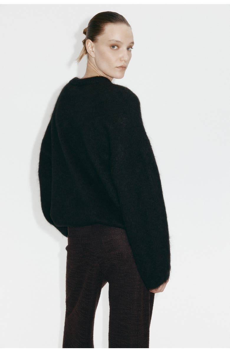 H&M Wide Bouclé Trousers, Alternate, color, Dark Brown