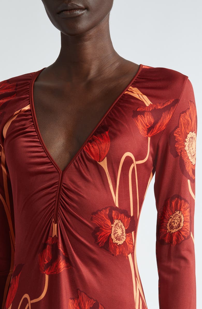 Johanna Ortiz Nectar de Amapolla Long Sleeve Stretch Satin Midi Dress, Alternate, color, 