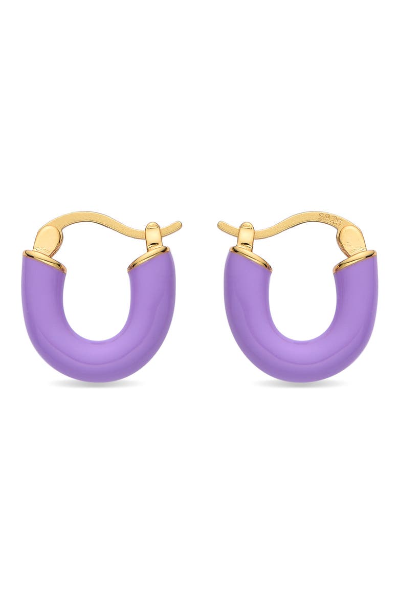 Gabrielle Enamel Huggie Hoop Earrings, Alternate, color, GOLD