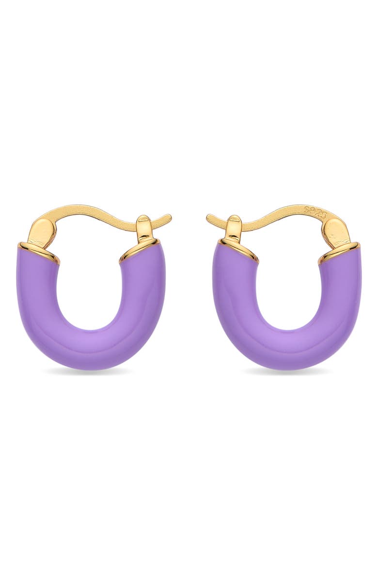 EYE CANDY LOS ANGELES Gabrielle Enamel Huggie Hoop Earrings, Alternate, color, Gold