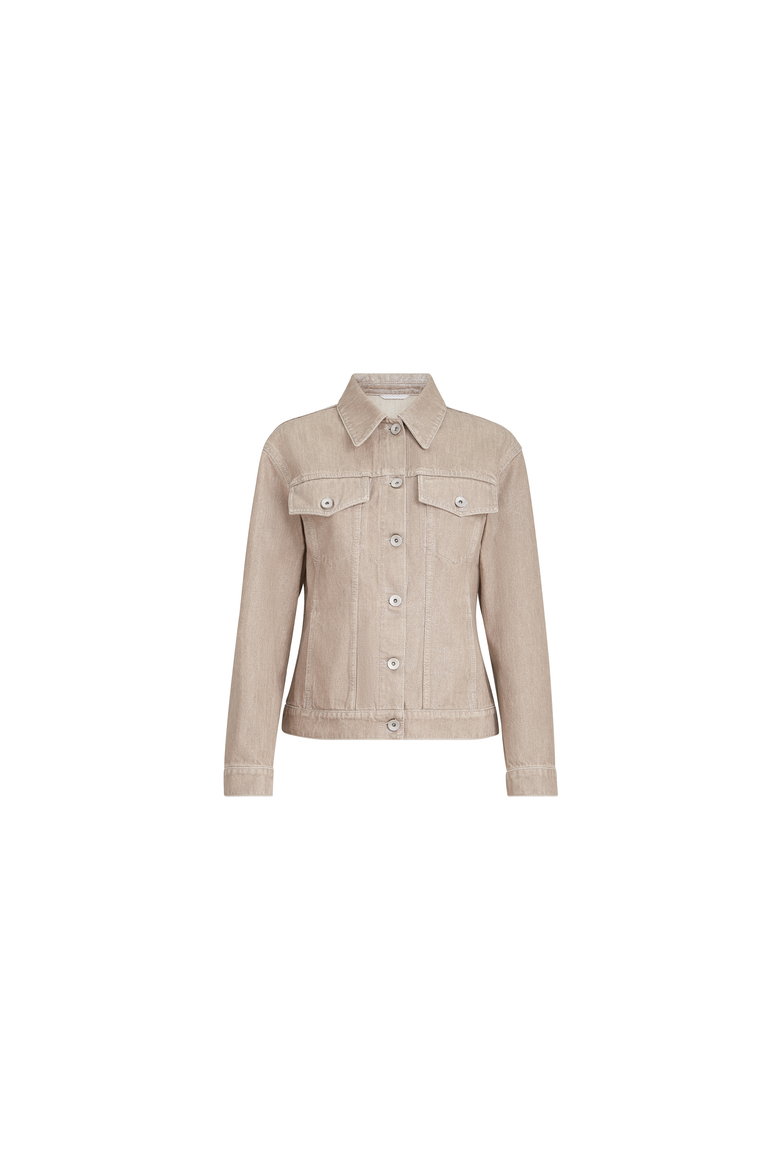 Beige lamé denim four-pocket outerwear jacket with monili, Alternate, color, Rope