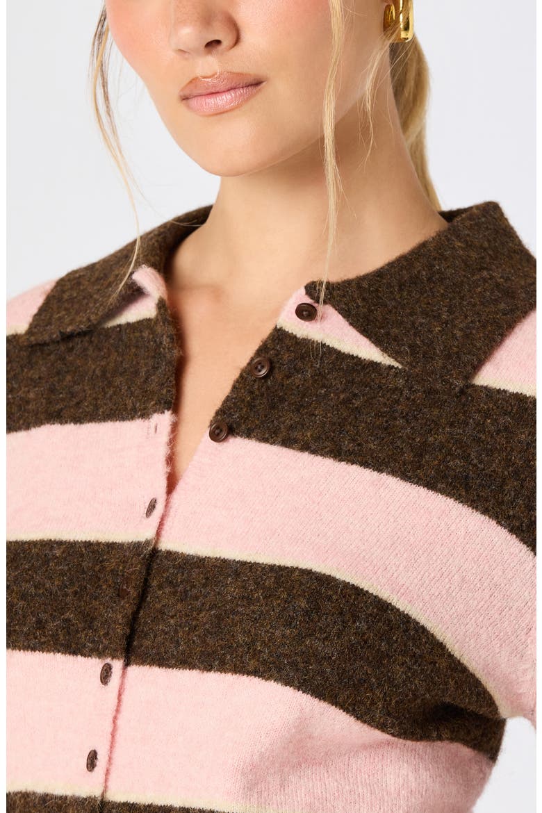 Margrid Stripe Cardigan, Alternate, color, BROWN PINK