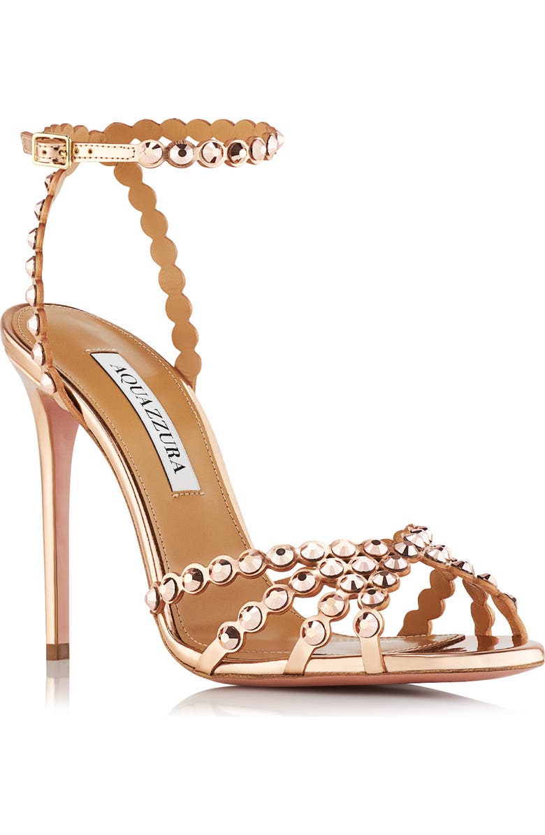 Aquazzura Tequila Crystal Ankle Strap Sandal, Main, color,