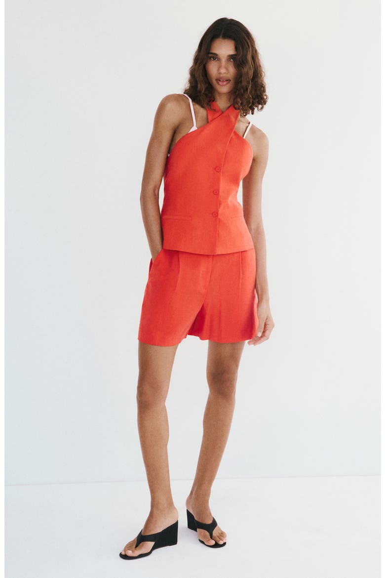 Cross Neck Halter Top, Alternate, color, CLEMENTINE