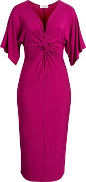 Loveappella Twist Front Knit Midi Dress