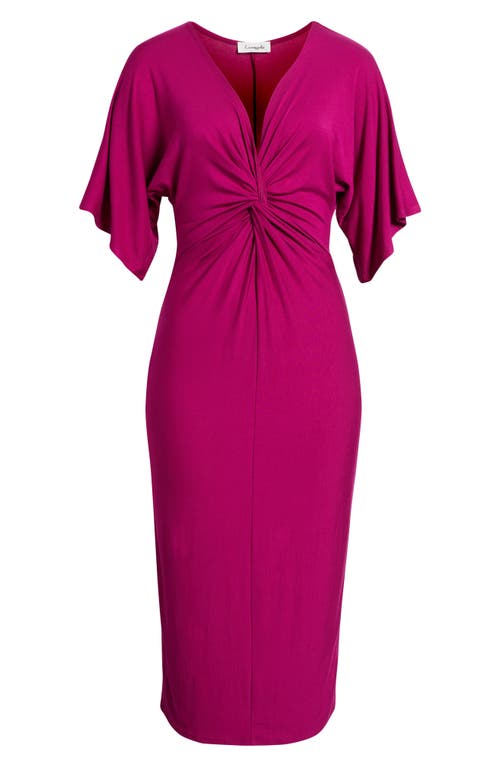 Loveappella Twist Front Knit Midi Dress In Pink