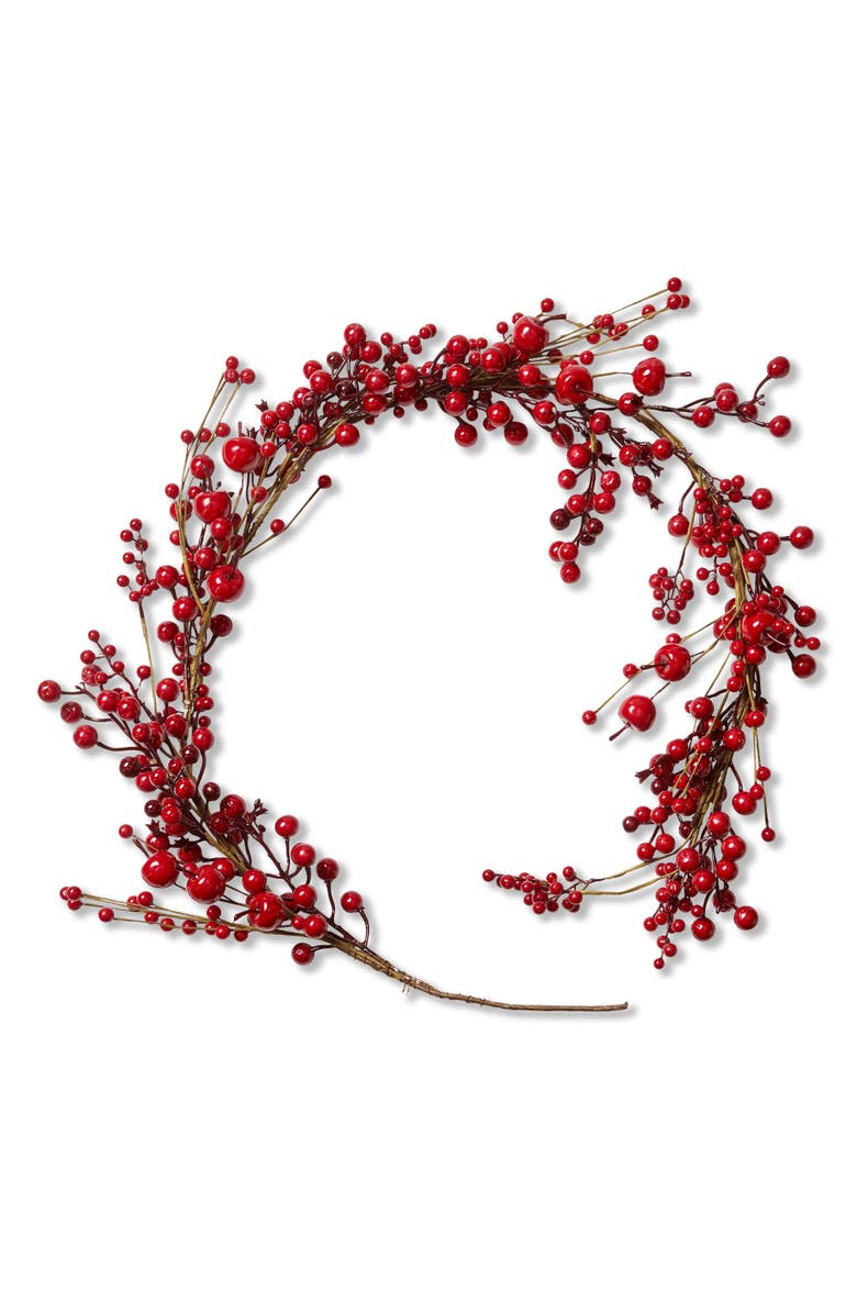 tag Bright Red Holly Berries Garland for Christmas Decor, Main, color, Red