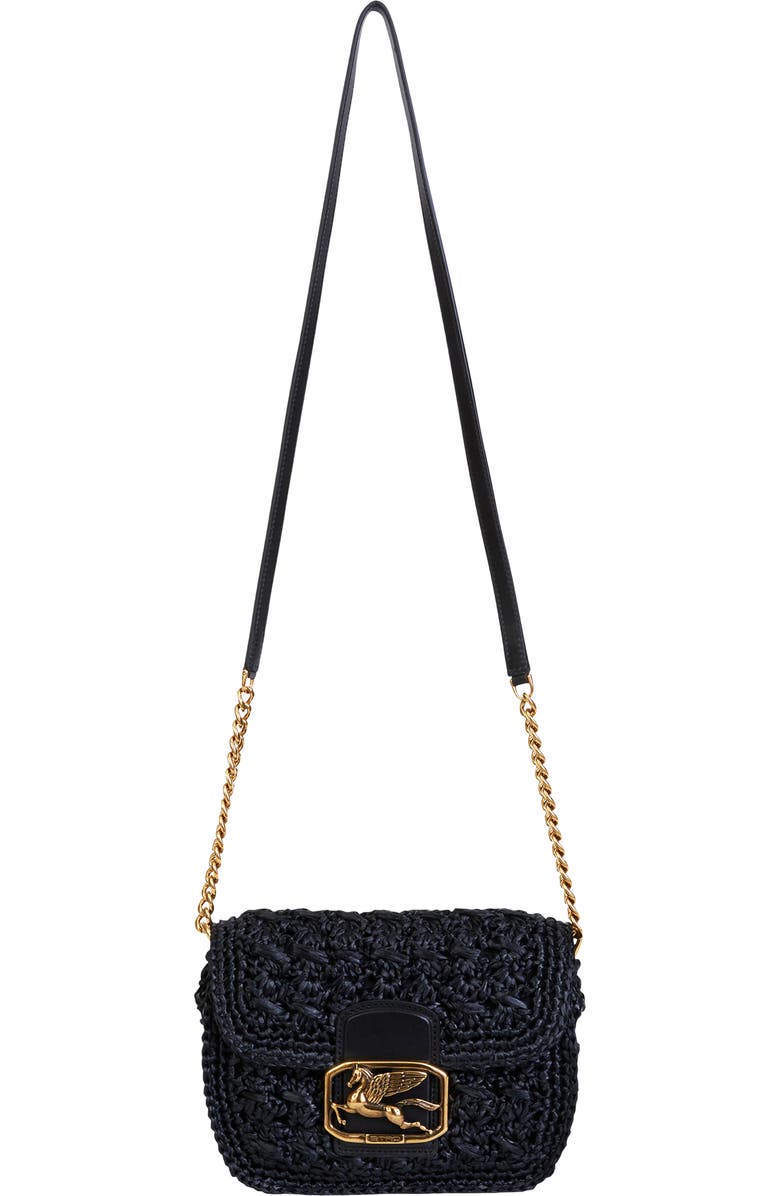Etro Pegaso Raffia Crossbody Bag, Main, color,