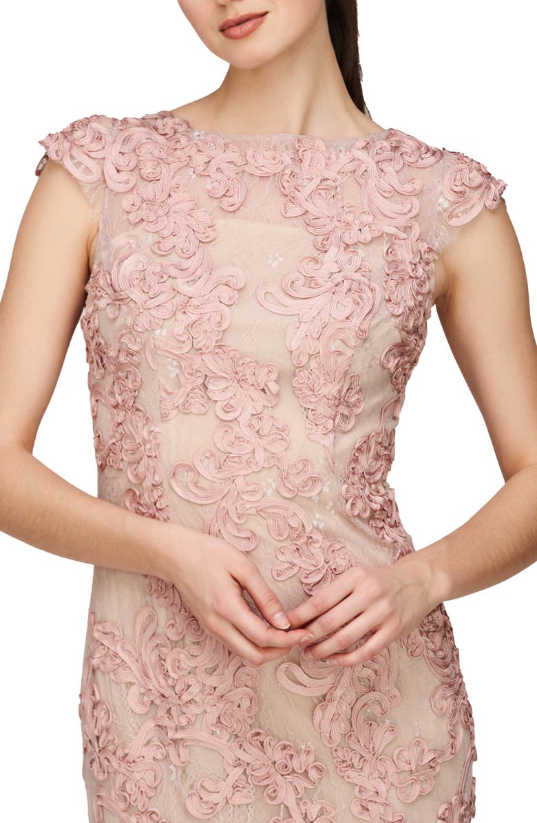 JS Collections Elexis Soutache Midi Dress, Alternate, color, Sand/ Blush