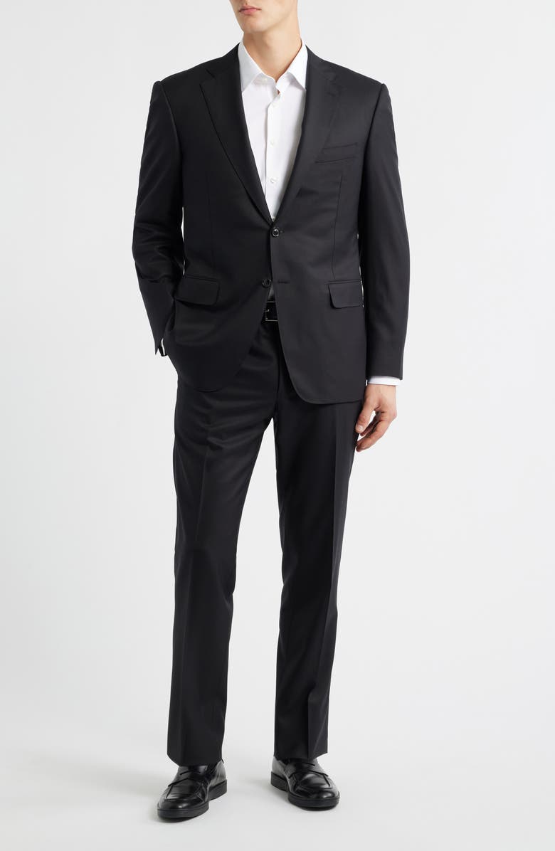 Canali Siena Regular Fit Solid Super 180s Wool Suit, Alternate, color, Black