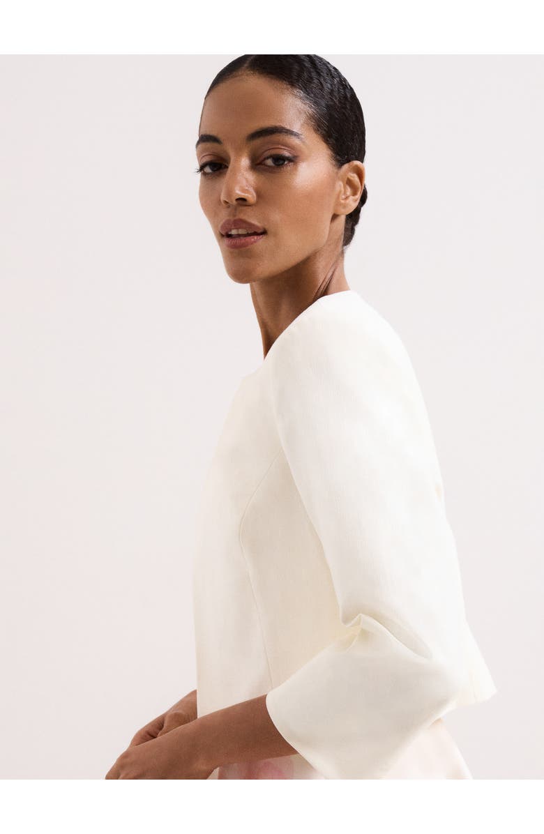 Phase Eight Tailored Cropped Round Neck Jacket, Alternate, color, Cream