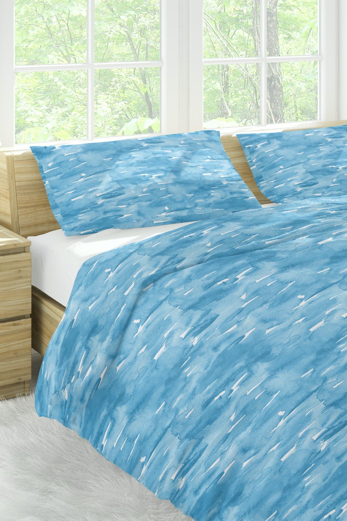 MELANGE HOME 300 Thread Count Sleepy Blue Wash Full-Queen Duvet Set ...