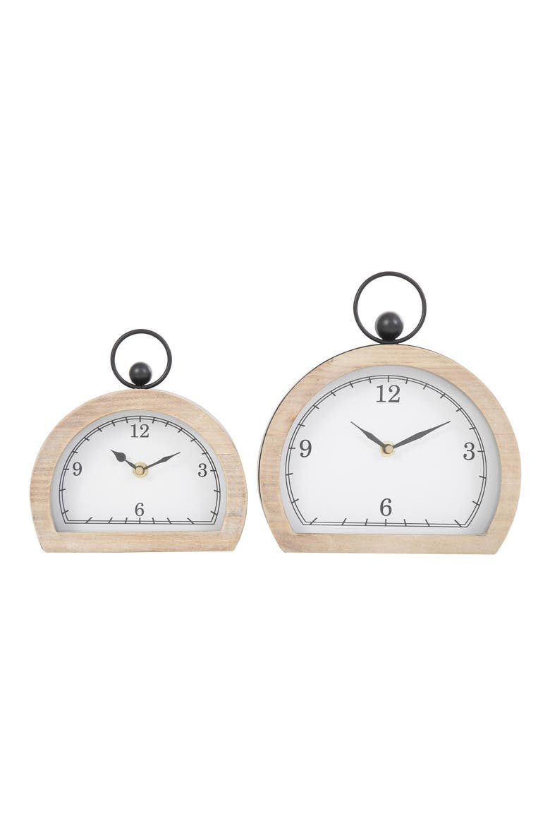 Set of 2 Modern Wooden Clocks, Main, color, WHITE