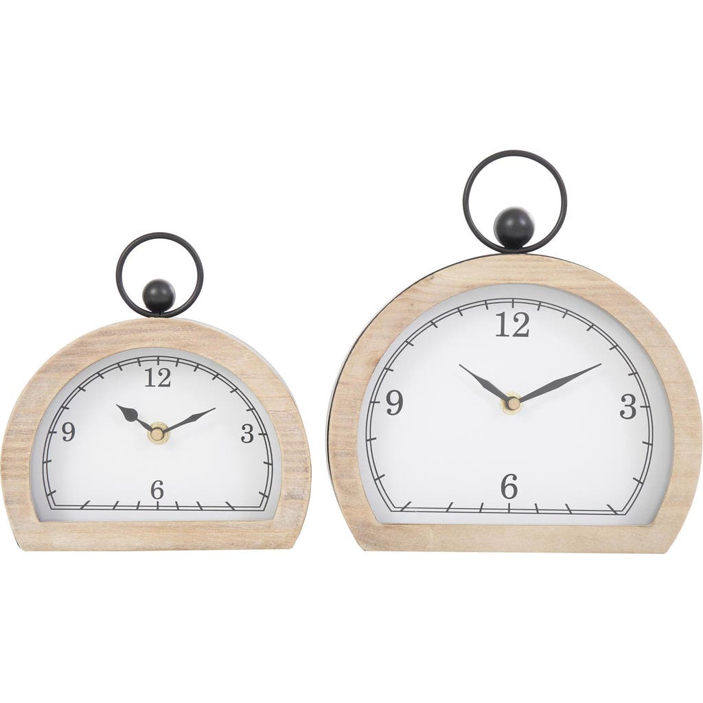 Vivian Lune Home Set Of 2 Modern Wooden Clocks In White