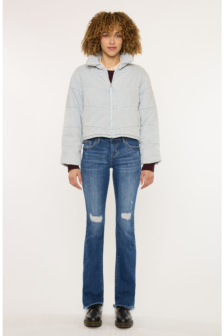 Luciana Denim Puffer Jacket, Alternate, color, Light Wash