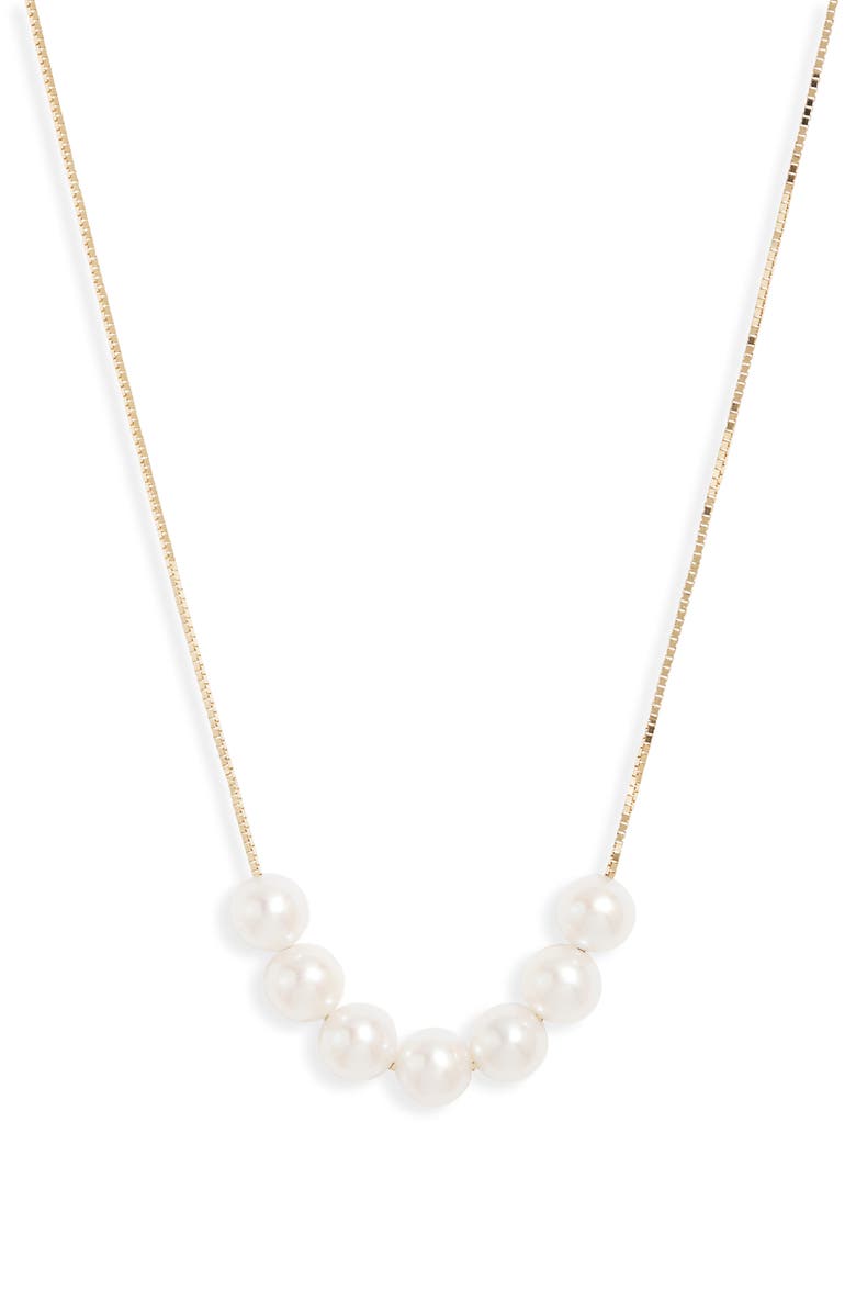 Poppy Finch Cultured Pearl Box Chain Necklace, Main, color,