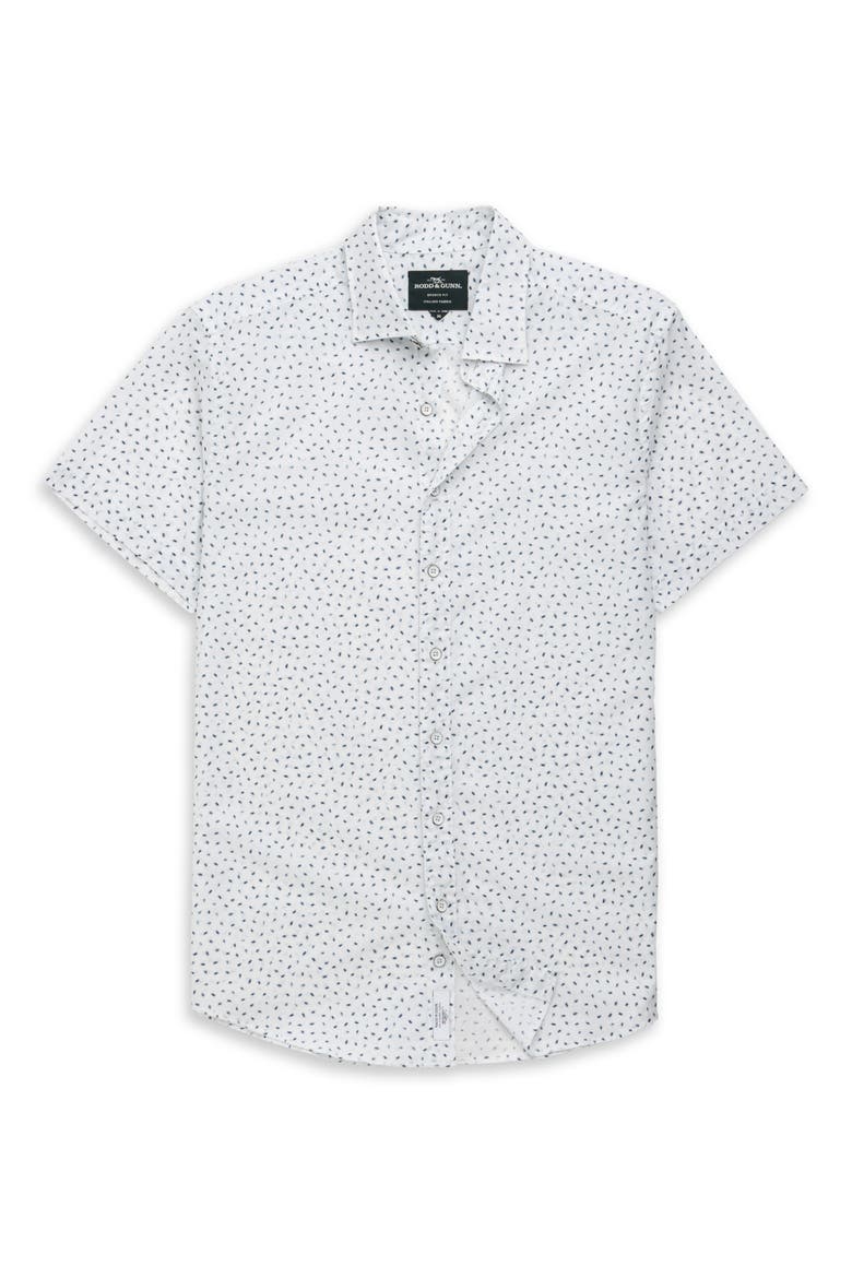 Raview Scatter Print Short Sleeve Cotton Button-Up Shirt, Alternate, color, BLANC