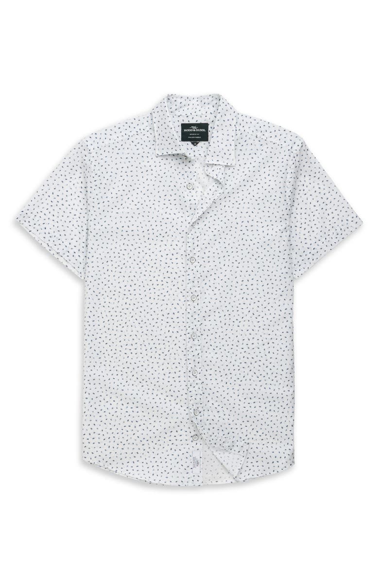 Rodd & Gunn Raview Scatter Print Short Sleeve Cotton Button-Up Shirt, Alternate, color, Blanc