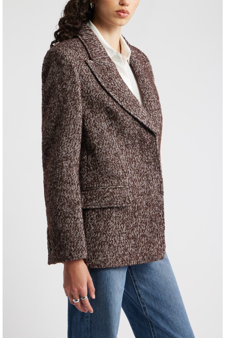 The Liv Textured Boyfriend Blazer, Alternate, color, BROWN IVORY TWILL