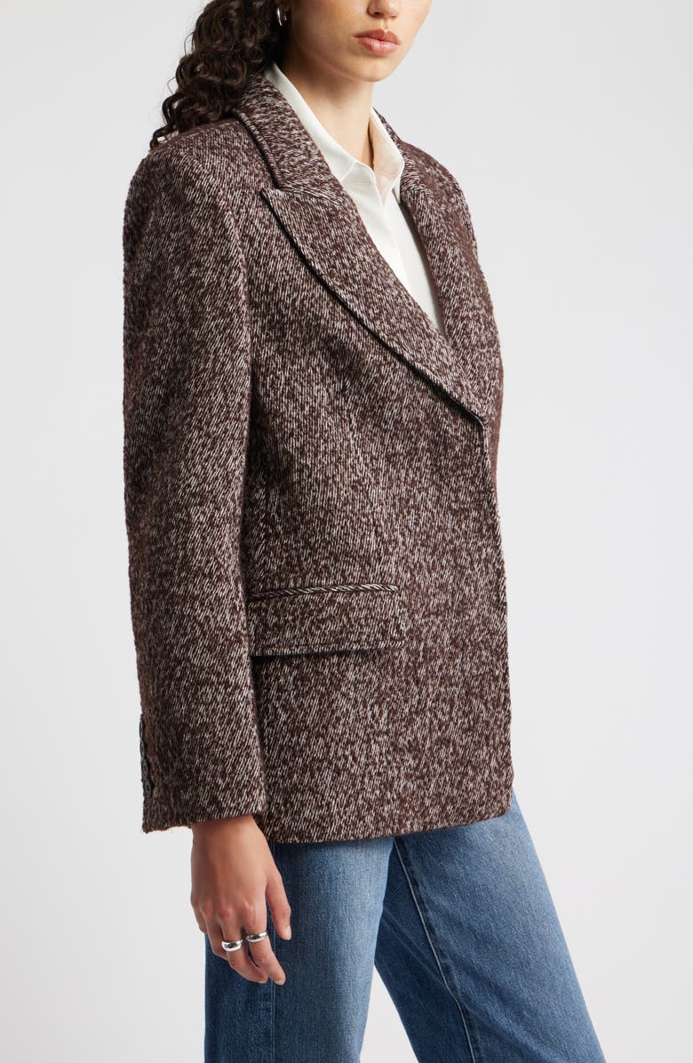 Nordstrom The Liv Textured Boyfriend Blazer, Alternate, color, Brown Ivory Twill