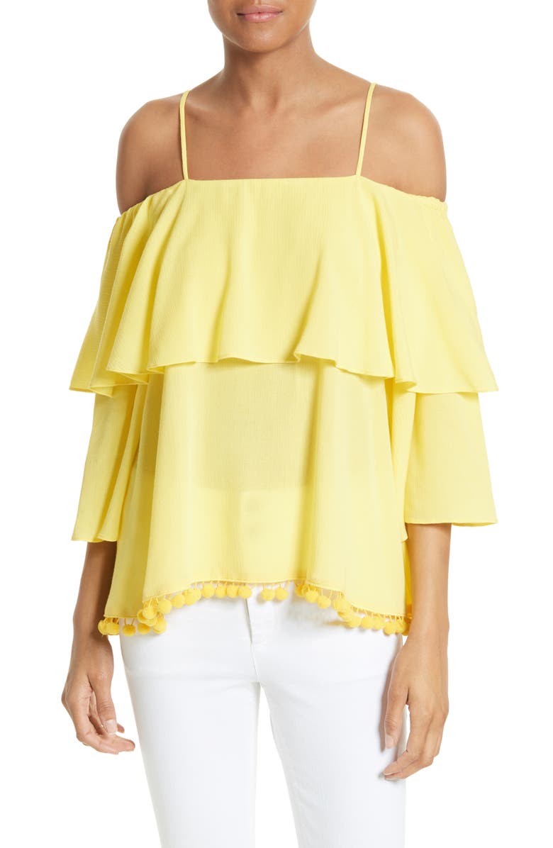 Alice + Olivia Meagan Tiered Blouse, Main, color, 