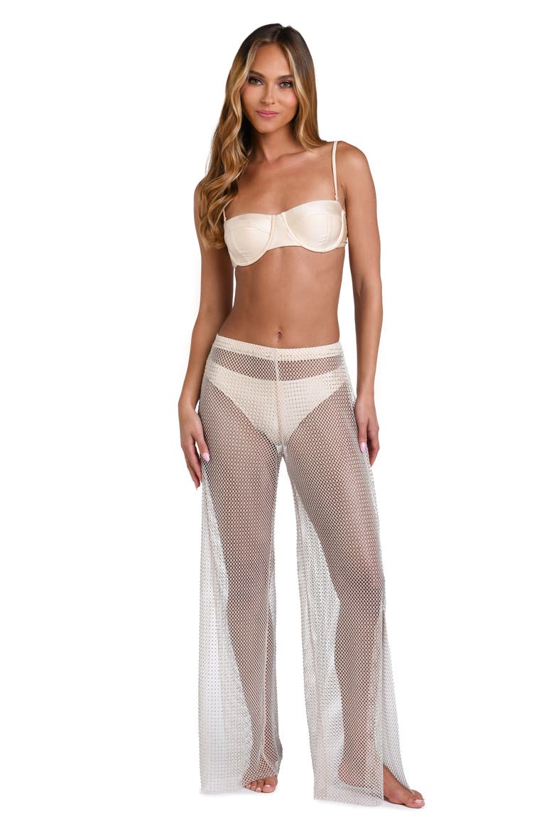 Noemi Wide Leg Mesh Cover-Up Pants, Alternate, color, CHAMPAGNE