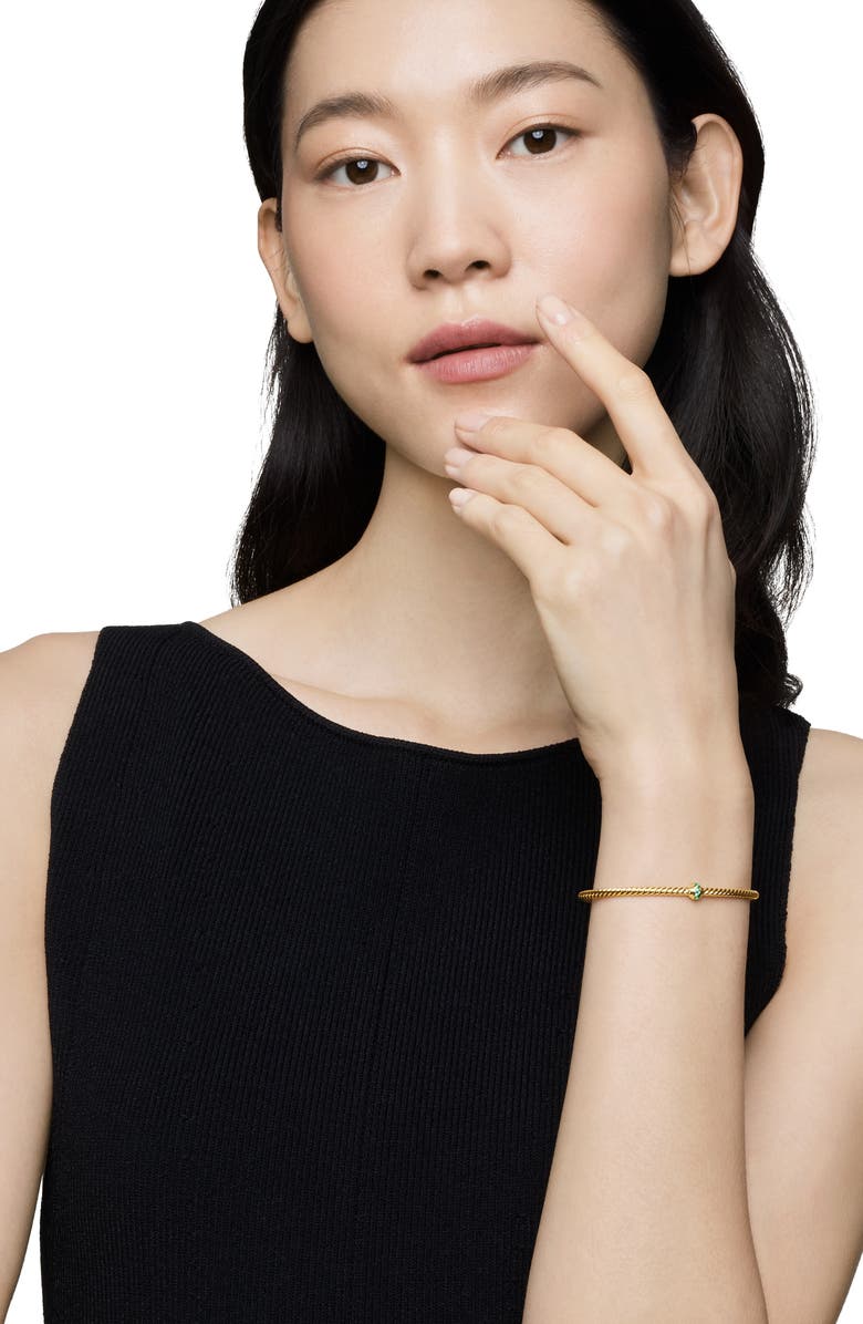 David Yurman Classic Cablespira<sup>®</sup> Station Bracelet in 18K Yellow Gold with Pavé Emeralds, 3mm, Alternate, color, 18K Yellow Gold