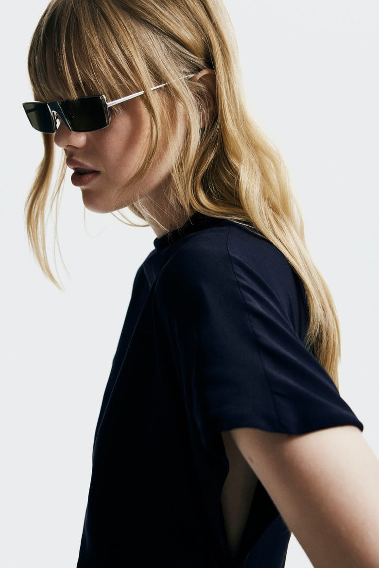 Draped Turtleneck Dress, Alternate, color, Black