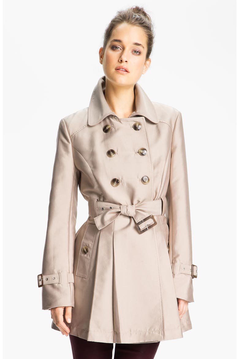 Double Breasted Skirted Trench, Main, color, BISCUIT
