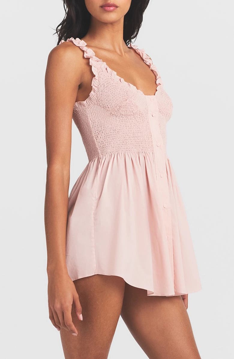 SKIMS Poplin Apparel Smocked MInidress, Alternate, color, Dusty Pink