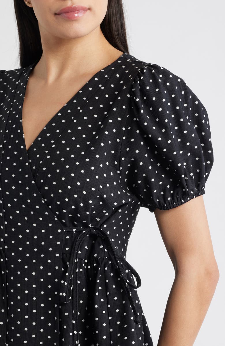 Loveappella Polka Dot Wrap Top, Alternate, color, 