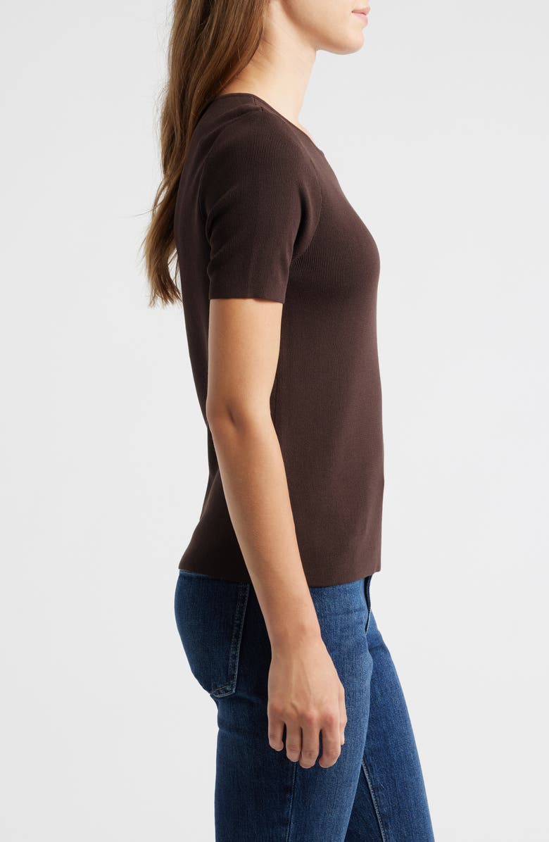 Tahari ASL Short Sleeve Sweater, Alternate, color, Espresso