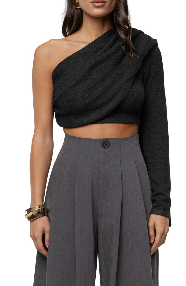 JLUXLABEL Capsule One-Shoulder Crop Sweater, Main, color, 