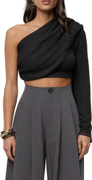 JLUXLABEL Capsule One-Shoulder Crop Sweater