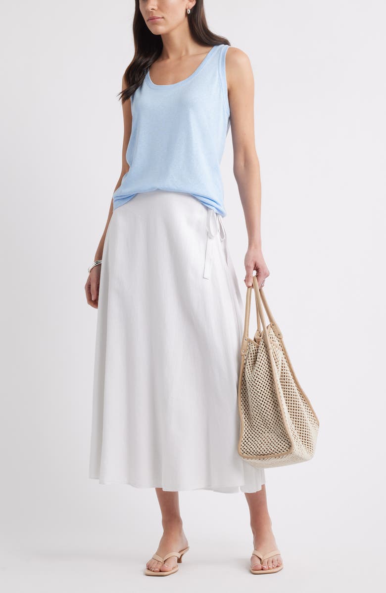 Caslon<sup>®</sup> Waist Tie Linen Blend Skirt, Alternate, color, White