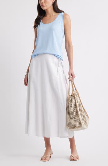 Waist Tie Linen Blend Skirt