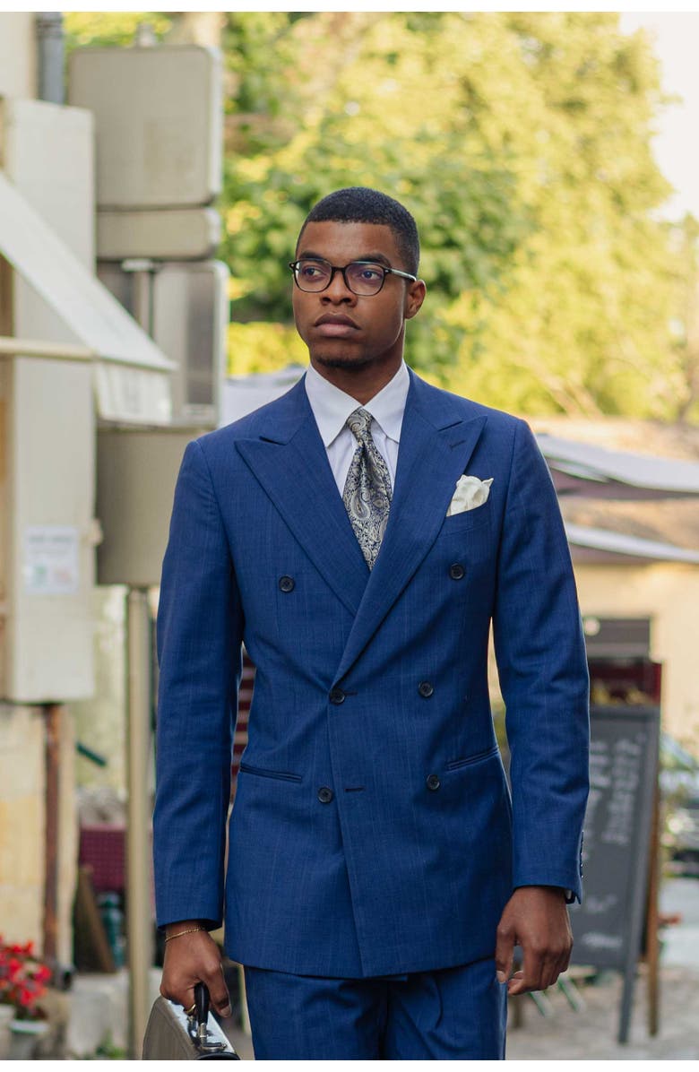 Elizabetta Donatello - Extra Long Silk Jacquard Tie for Men, Alternate, color, Navy And Pewter