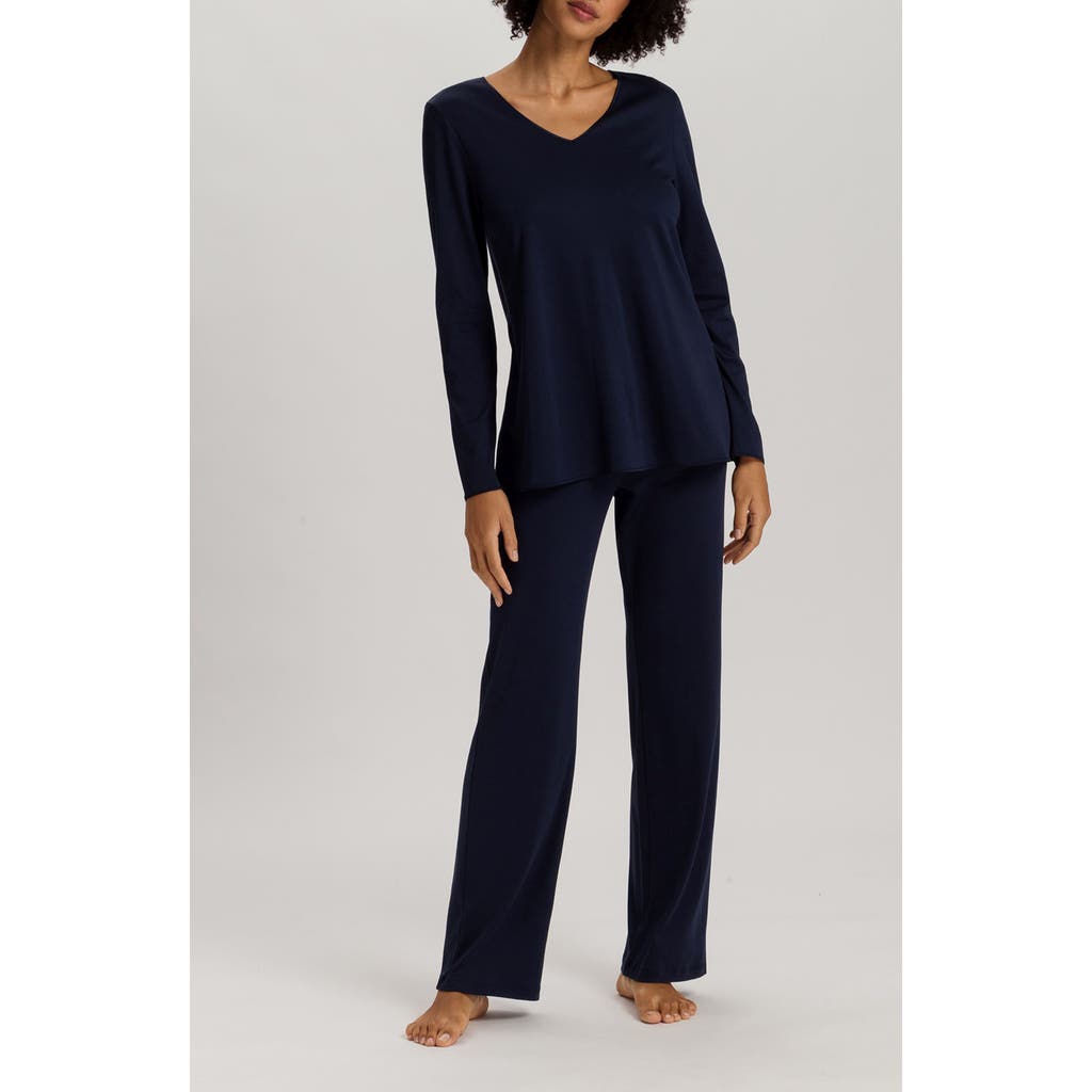 HANRO HANRO LONG SLEEVE COTTON JERSEY PAJAMAS