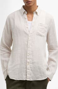 Barbour Linton Tailored Fit Check Linen Button-Down Shirt