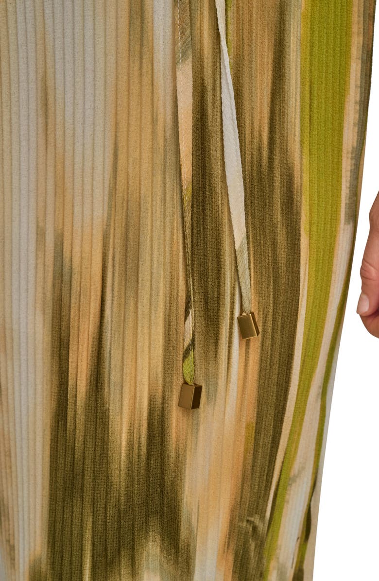 Donna Karan New York Abstract Print Micropleat Midi Dress, Alternate, color, Smoky Olive