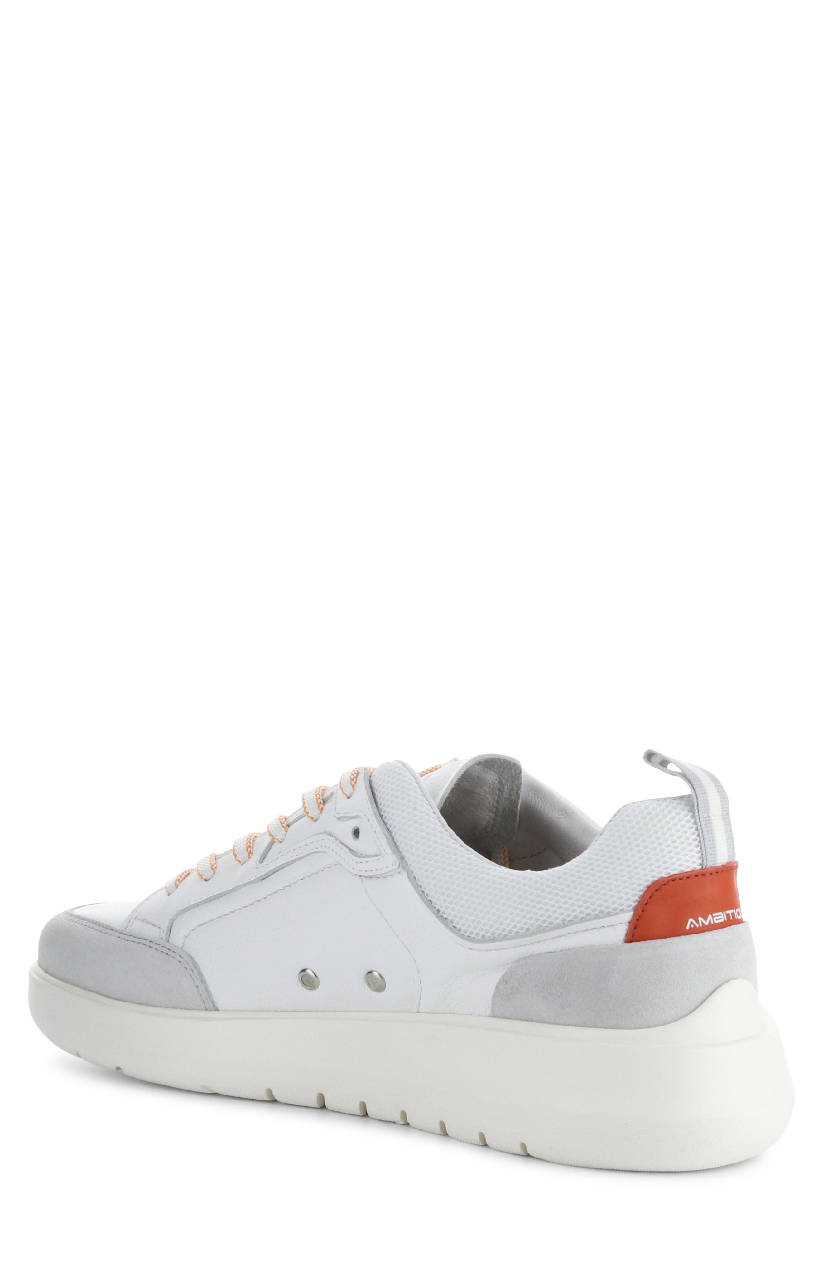 12806 Lug Sole Sneaker, Alternate, color, WHITE/ ORANGE LEATHER/ SUEDE